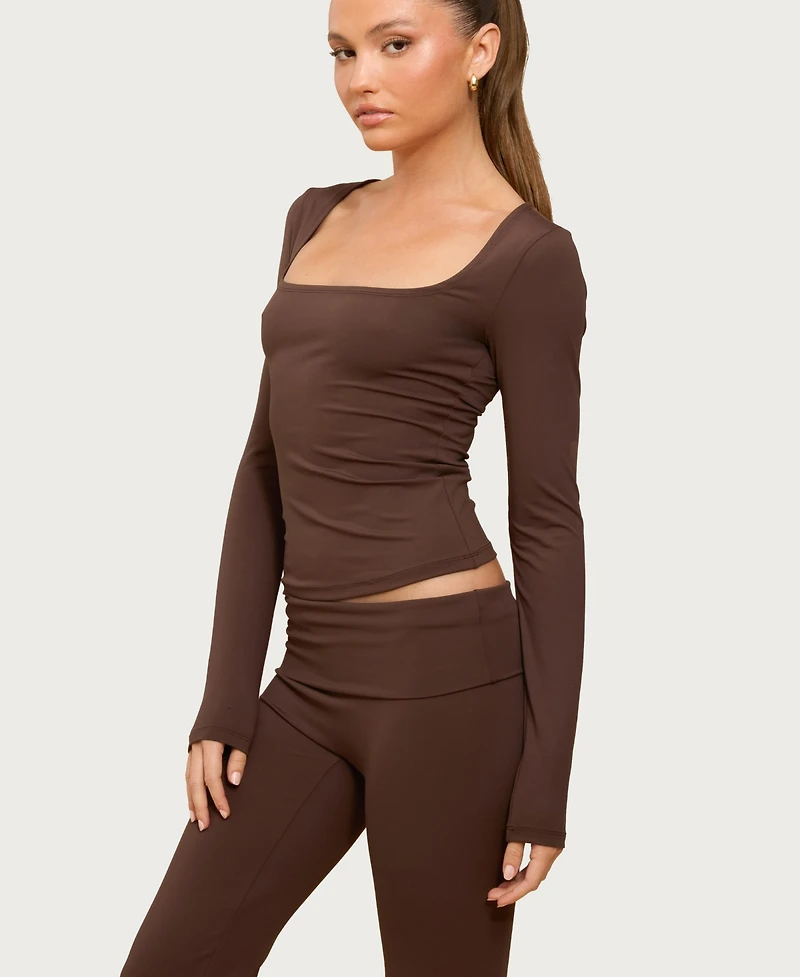 Edikted Women's Hayden Square Neck Long Sleeve Top