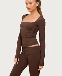Edikted Women's Hayden Square Neck Long Sleeve Top