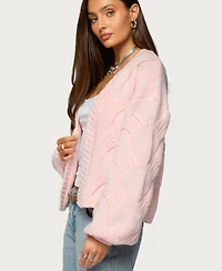 Edikted Women's Braiden Chunky Cable Knit Cardigan