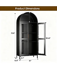 Yigii Arched Glass Cabinet for Home Office, Easy Assembly