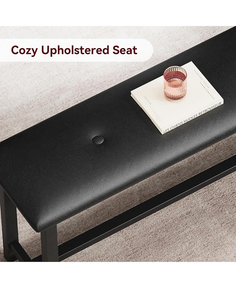 gaomon Dining Table Set for 4 Kitchen Table with Benches Rectangular Dining Room Table Set with 2 Upholstered Benches 3 Piece Dining Table Set Retro