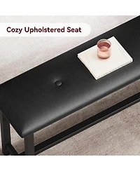 gaomon Dining Table Set for 4 Kitchen Table with Benches Rectangular Dining Room Table Set with 2 Upholstered Benches 3 Piece Dining Table Set Retro