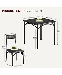 gaomon Dining Table Set for 2 Kitchen Table and Chairs for 2 with Upholstered Chairs 3 Piece Dining Room Table Set Square Kitchen Table Set