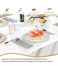 gaomon Dining Table for 6-8 70.9" Minimalist Table with Wave Irregular Edge Thick Mdf Top and Metal Frame Waterproof Scratch-Resistant Versatile