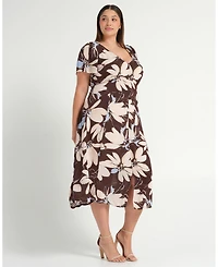 Estelle Plus Size Caroline Floral Empire Waist Midi Dress