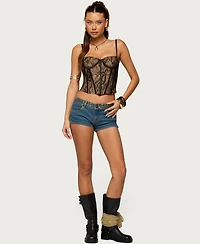 Edikted Women's Studded Low Rise Denim Micro Shorts