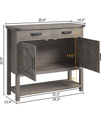 gaomon Farmhouse Console Table with 2-Door & 2 Drawers, Wood Coffee Bar Cabinet Sofa Table, Entryway Table with 2 Storage Cabinets, Farmhouse Buffet