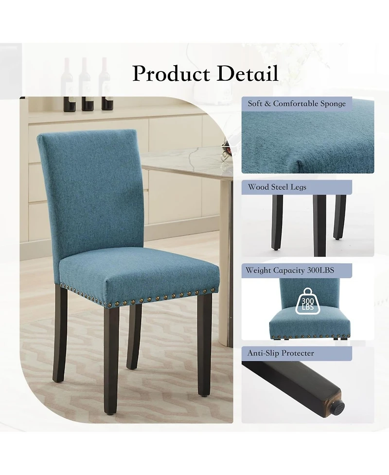 gaomon Upholstered Dining Chairs Set of 6, Fabric Parsons Chairs with Nailhead Trim, Modern Accent Chairs for Kitchen