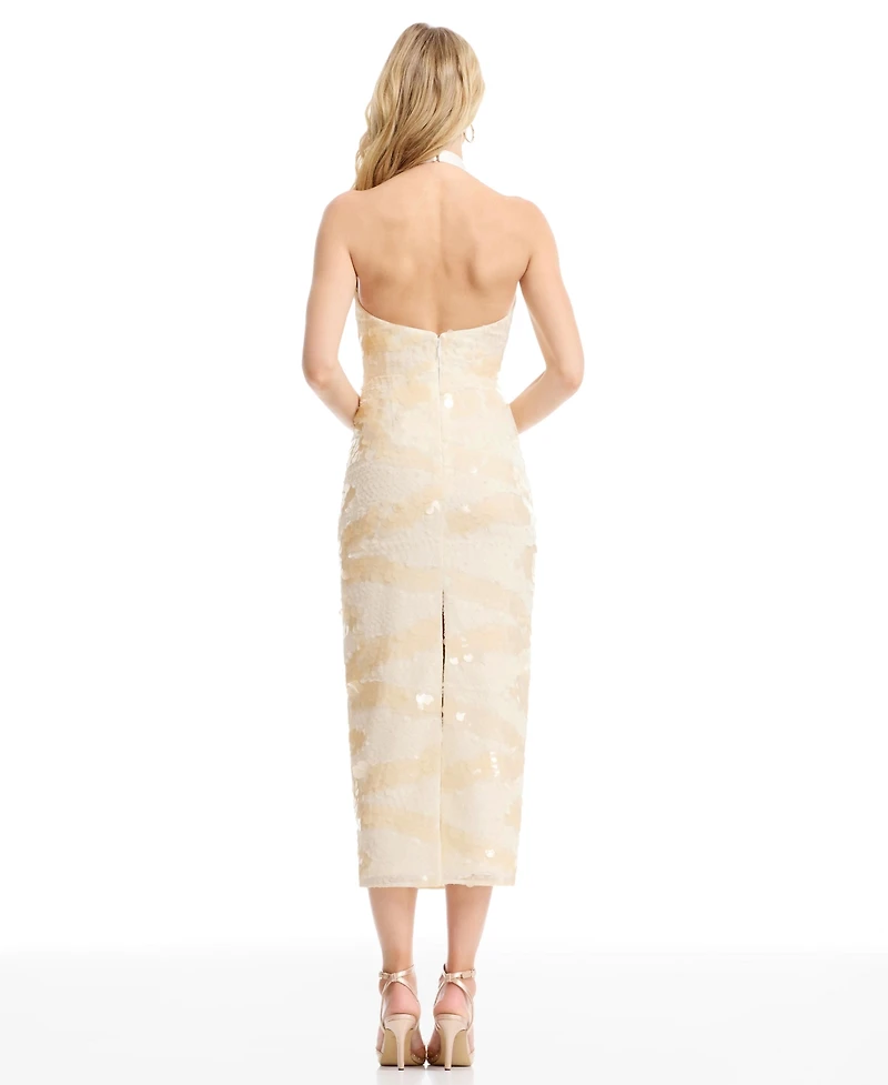 Dress the Population Women's Amani Halter Neck Sheath