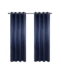 Olivia Gray 100% Polyester 200 Gsm Arlo Embossed Blackout Grommet Curtain Panel 54" x 90" Navy