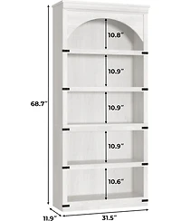 gaomon 68.7" Tall Arched Bookcase – 5-Shelf Farmhouse Wooden Bookshelf with Curved Storage Rack for Home Office, Living Room, or Bedroom