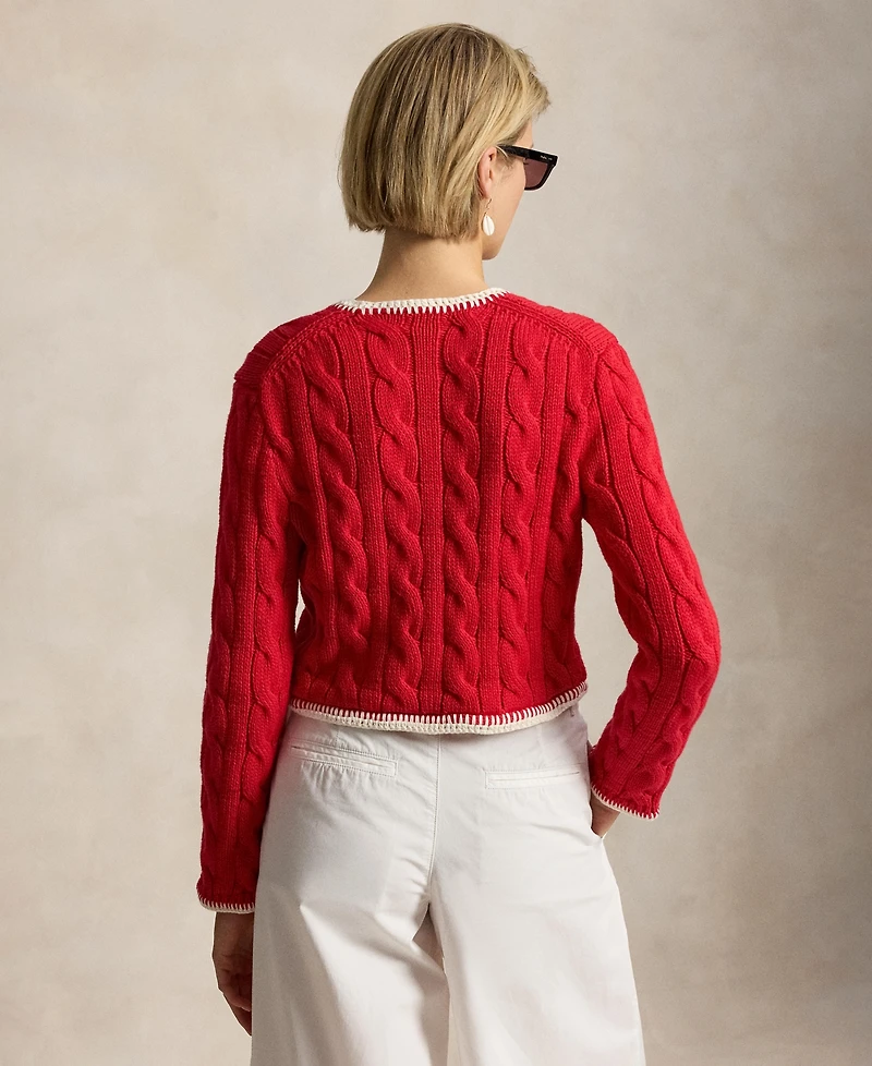 Polo Ralph Lauren Women's Crewneck Buttoned Placket Cropped Cardigan