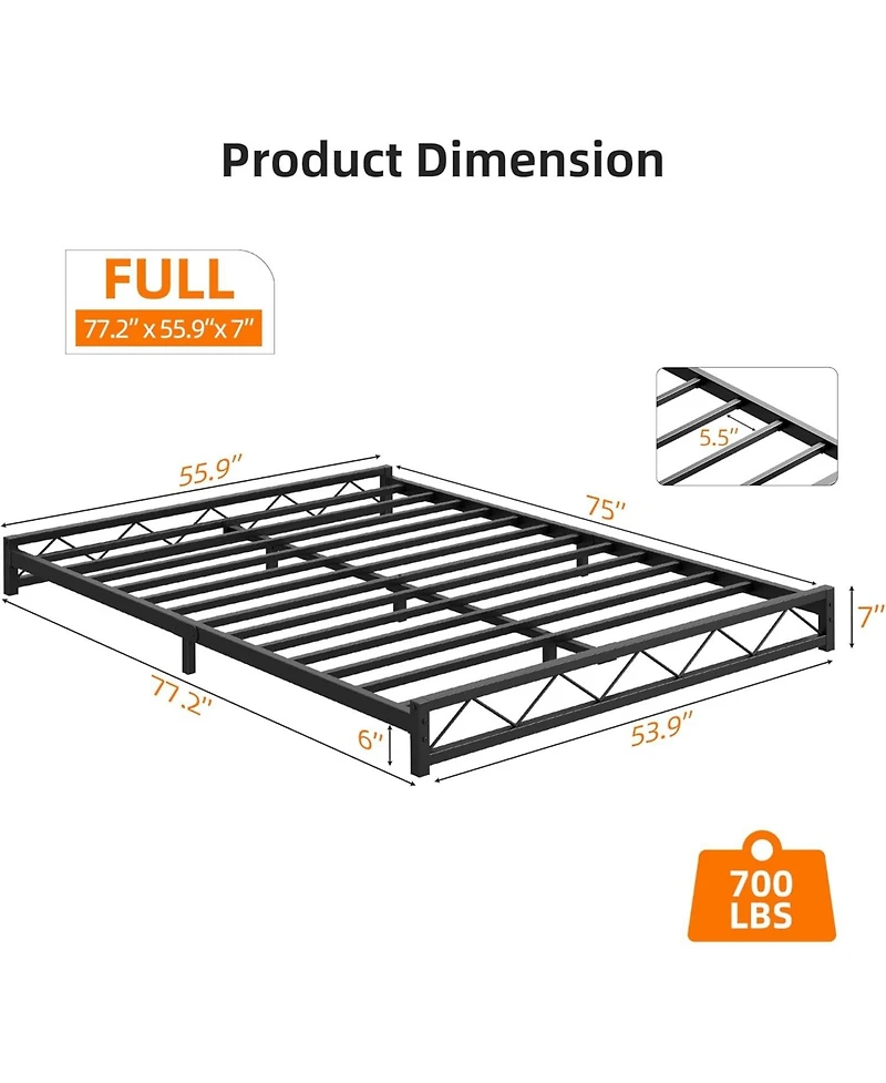 gaomon Queen Bed Frame, Metal Low Platform Bed Frame, Queen Size Bed Frame with Metal Slat Support, Mattress Foundation, Under Bed Storage, No Box