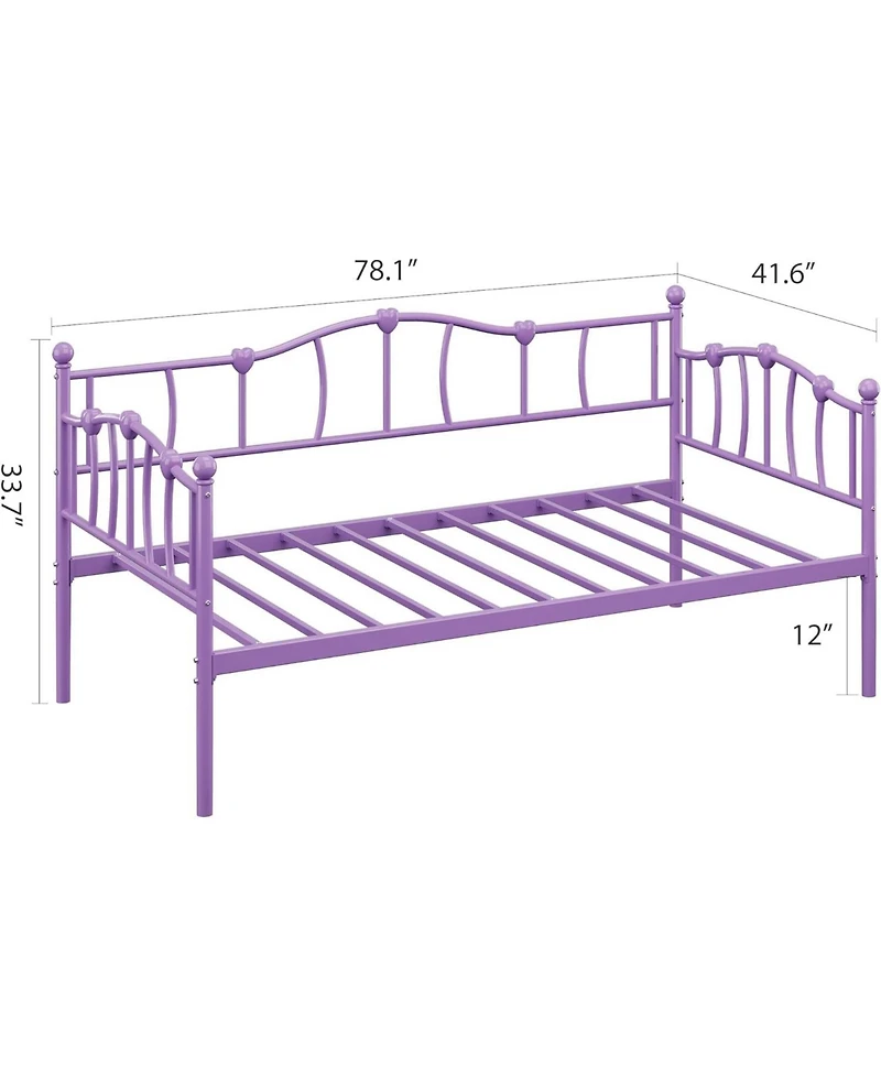 gaomon Twin Size Daybed, Sofa Bed Frame with Heart-Shaped Decoration and Steel Slat Support, Space-Saving, No Box Spring Needed, for Apartment