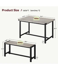 gaomon Dining Table Set for 4, Kitchen Room with 2 Benches, 3-Piece Wood Dinette Sets Chairs