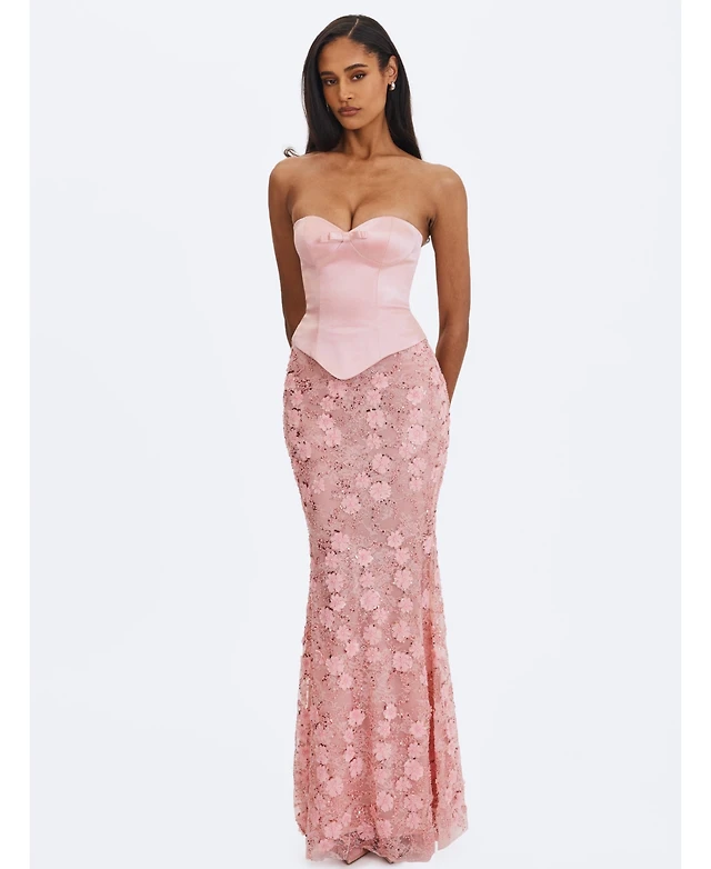 Miss Circle Women's Fatima Burgundy Crystal Sleeveless Corset Mermaid Maxi  Dress at Mall of America in Bloomington, MN