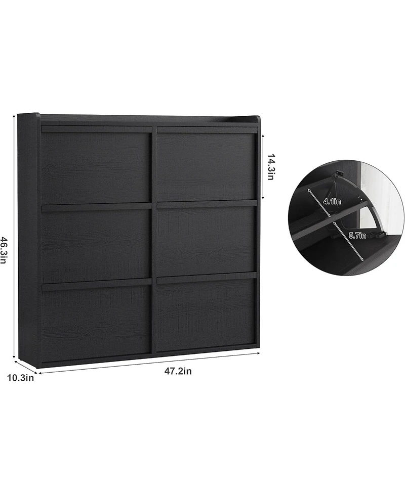 gaomon Wood Hidden 6 Drawer Flip Shoe Cabinet with Adjustable Shelves