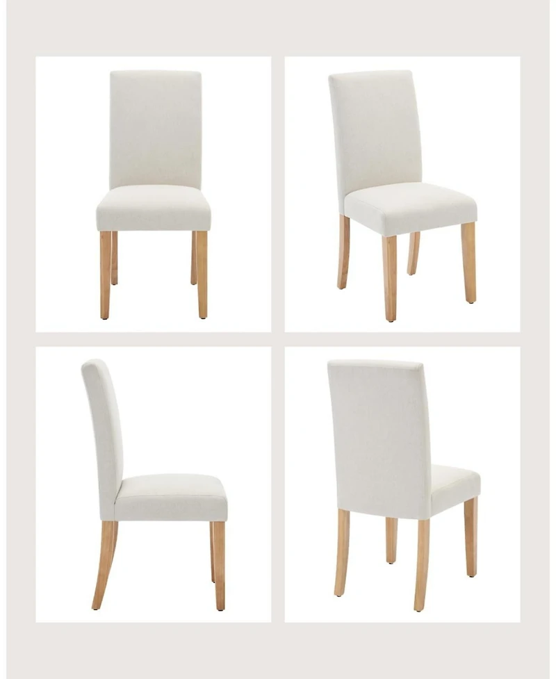 gaomon Modern Fabric Upholstered Ergonomic Dining Chairs Set of 2 with Curved Backrest, Heavy-Duty Wood Legs for Dining Room Kitchen Home Office