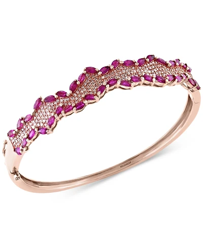 Effy Ruby (4-3/8 ct. t.w.) and Diamond (3/4 ct. t.w.) Bangle Bracelet in 14k Rose Gold, Created for Macy's