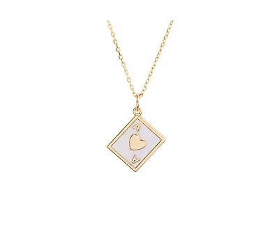 Ace of Hearts Pendant Necklace in 14k Gold Finish