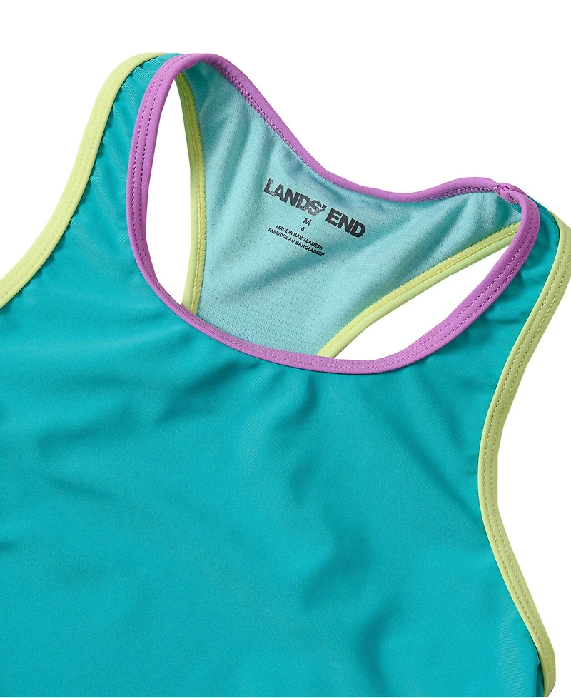 Lands' End Girls Chlorine Resistant Racer Back Tankini Swim Top