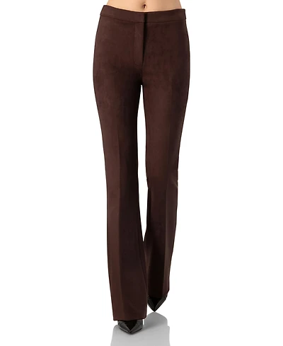Ivonne Women's Flared Faux-Suede Trousers with Simulated Back Pockets