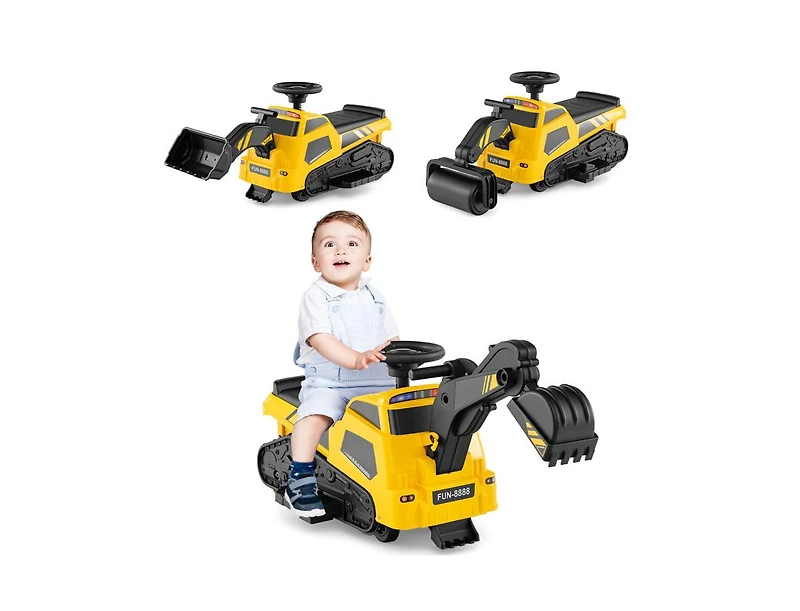 Slickblue Electric 3-in-1 Ride On Tractor Excavator for Kids with Music