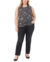 Coin 1804 Plus Boho Floral Rib Twist Tank