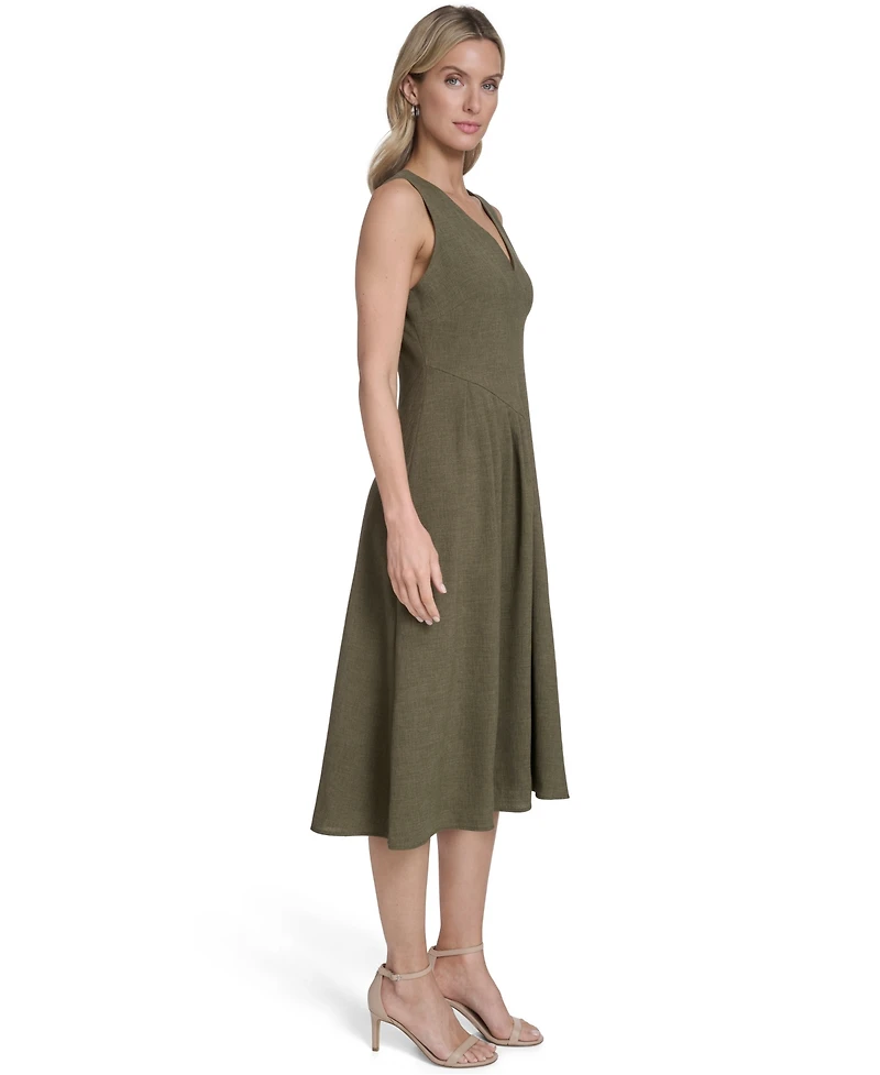 Calvin Klein Women's V-Neck Sleeveless Midi Dress