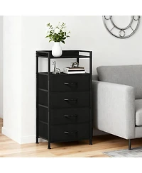 gaomon Fabric Chest of Drawers with 4 Foldable Storage Bins, , Nightstand & Organizer for Bedroom, Living Room