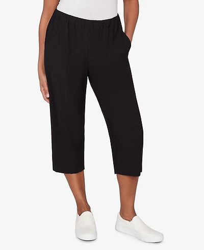 Alfred Dunner Petite Crowd Pleaser Relaxed Pull-On Black Capri Pants