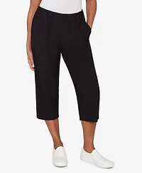Alfred Dunner Petite Crowd Pleaser Relaxed Pull-On Black Capri Pants