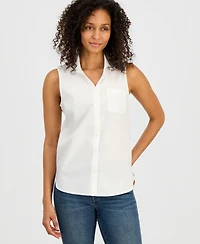 Nautica Women's Cotton Sleeveless Button-Front Top