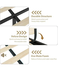 gaomon Queen Size Bed Frame, Platform Bed Frame with Velvet Upholstered 50.2'' Headboard, Rivet Decoration, Strong Wooden Slats, No Box Spring Needed