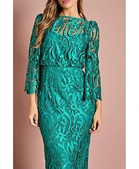 Coast Women's Satin Lace Boat Neck Midi Dress