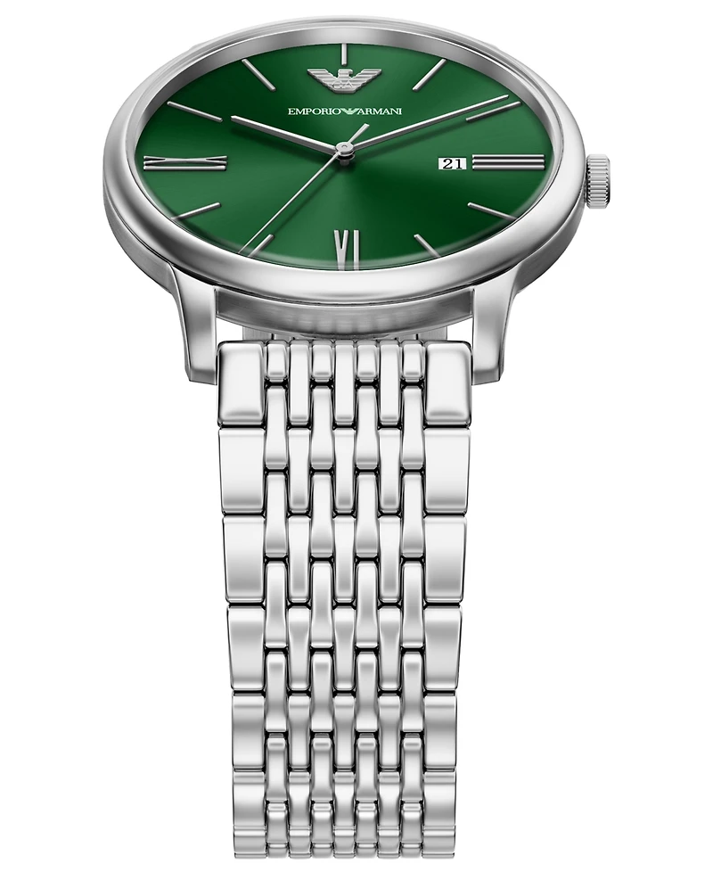 Emporio Armani Men's Quartz Three-Hand Silver Stainless Steel Watch, 42mm