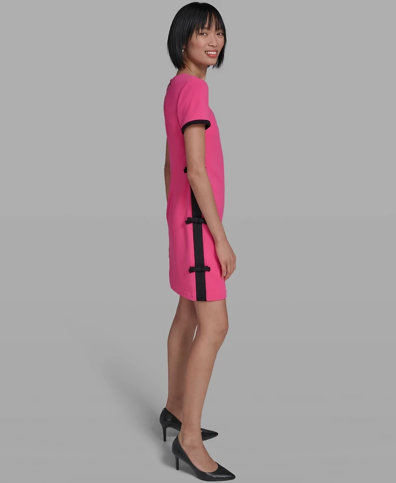 Karl Lagerfeld Paris Women's Bow Trim Scuba Crepe Sheath Dress