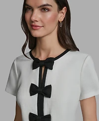 Karl Lagerfeld Paris Women's Bow Detail A-Line Dress