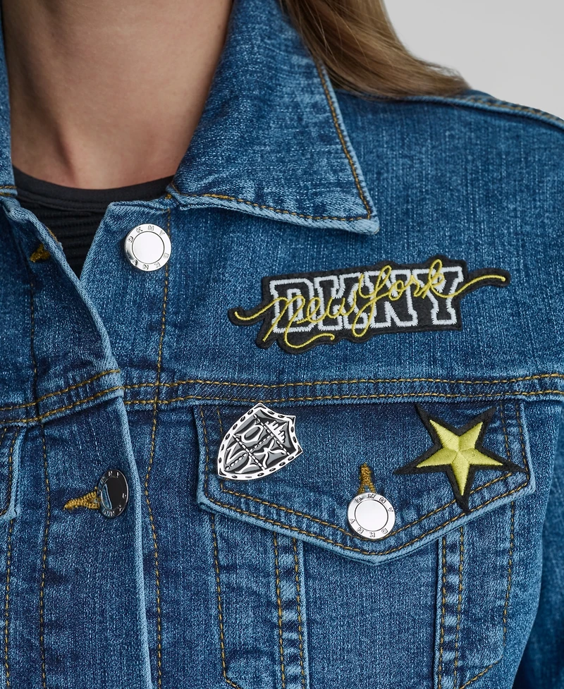 Dkny Women's 1989 Pins & Patches Collared Jacket