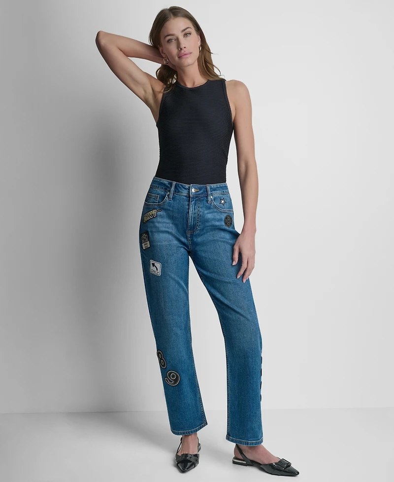 Dkny Women's 1989 Pins & Patches Straight Fit Pants