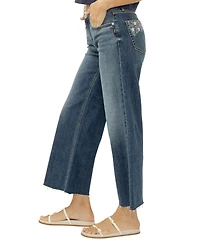 Silver Jeans Co. Women's Suki Mid Rise Wide Leg Americana Luxe Stretch