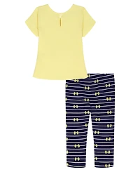 Kids Headquarters Girls' 2T-6X Popcorn Knit Tunic and Printed Capri Leggings, 2-Piece Set