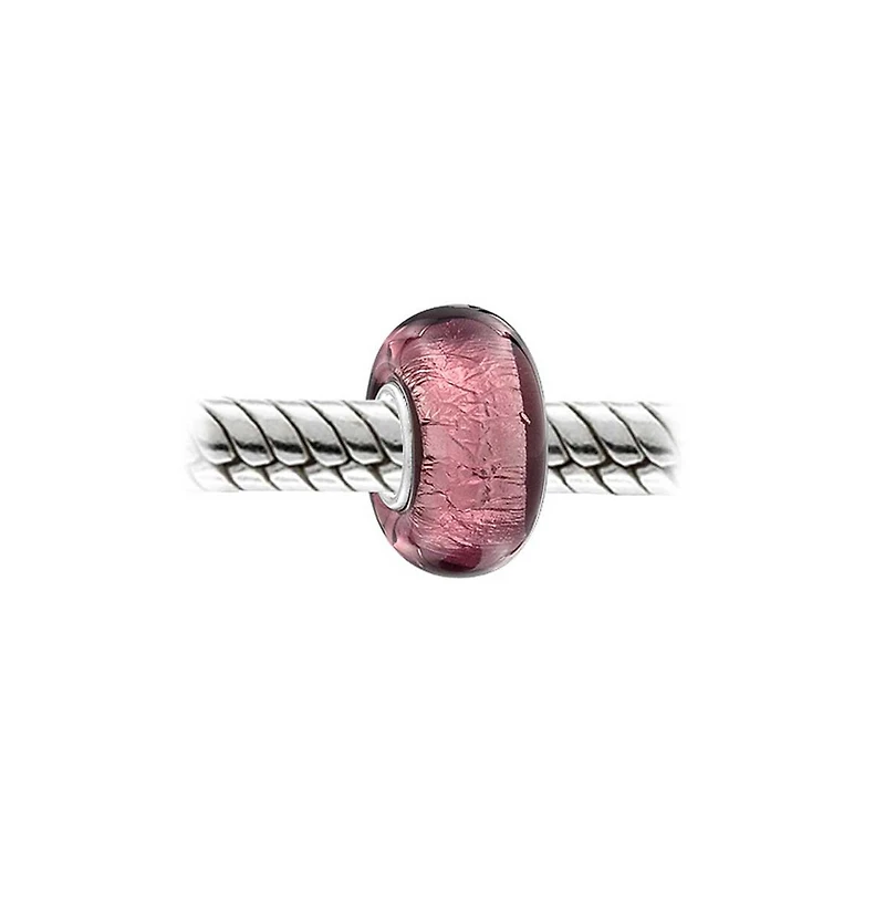 Bling Jewelry Set of 4 Translucent Solid Metallic Rose Pink Glass Charm Bead with Sterling Silver Core