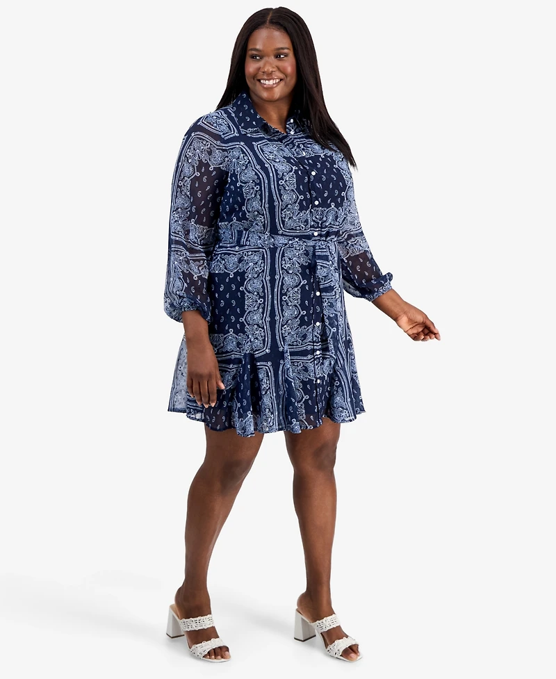 On 34th Trendy Plus Tie-Belt Shirtdress, Macy's Exclusive