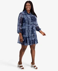 On 34th Trendy Plus Tie-Belt Shirtdress, Macy's Exclusive