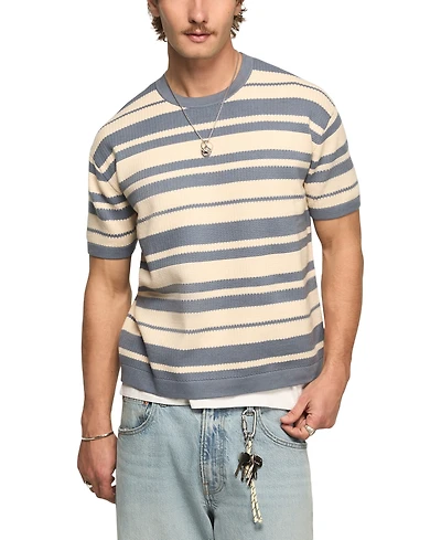 Lucky Brand Men's Textured Stripe Boxy Sweater T-Shirt
