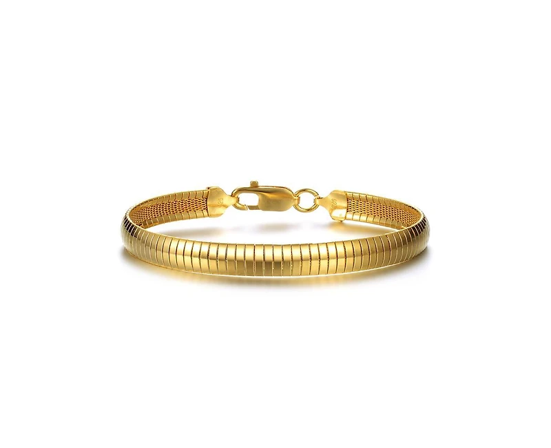 Sterling Silver 14K Gold Plated Omega Bracelet-Unisex