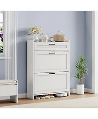 gaomon “Shoe Cabinet with 2 Flip Drawers & Top Drawer, Adjustable Shelf Entryway Storage”