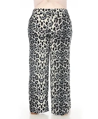 White Mark Plus High-Waist Floral Wide-Leg Pants