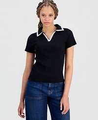 On 34th Women's Embellished Rib Polo Top, Macy's Exclusive